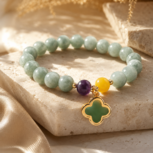 The Lucky Clover Jade Crystal Bracelet